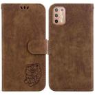 For Motorola Moto G9 Plus Little Tiger Embossed Leather Phone Case(Brown) - 1