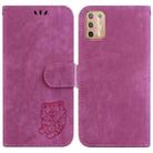 For Motorola Moto G9 Plus Little Tiger Embossed Leather Phone Case(Rose Red) - 1