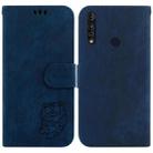 For Motorola Moto G8 Power Lite Little Tiger Embossed Leather Phone Case(Dark Blue) - 1