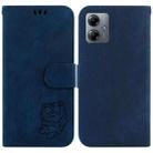 For Motorola Moto G14 Little Tiger Embossed Leather Phone Case(Dark Blue) - 1