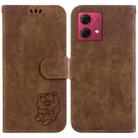 For Motorola Moto G84 Little Tiger Embossed Leather Phone Case(Brown) - 1