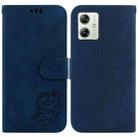 For Motorola Moto G54 Little Tiger Embossed Leather Phone Case(Dark Blue) - 1