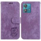 For Motorola Edge 40 Neo Little Tiger Embossed Leather Phone Case(Purple) - 1