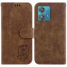 For Motorola Edge 40 Neo Little Tiger Embossed Leather Phone Case(Brown) - 1