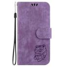 For Motorola Moto G Play 4G 2024 Little Tiger Embossed Leather Phone Case(Purple) - 3