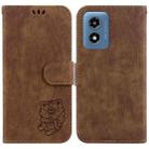 For Motorola Moto G Play 4G 2024 Little Tiger Embossed Leather Phone Case(Brown) - 1