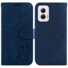 For Motorola Moto G Power 5G 2024 Little Tiger Embossed Leather Phone Case(Dark Blue) - 1