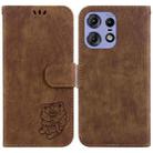 For Motorola Edge 50 Pro Little Tiger Embossed Leather Phone Case(Brown) - 1