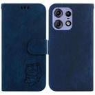 For Motorola Edge 50 Pro Little Tiger Embossed Leather Phone Case(Dark Blue) - 1