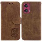 For Motorola Edge 50 Fusion Little Tiger Embossed Leather Phone Case(Brown) - 1