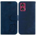 For Motorola Edge 50 Fusion Little Tiger Embossed Leather Phone Case(Dark Blue) - 1