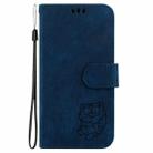 For Motorola Edge 50 Fusion Little Tiger Embossed Leather Phone Case(Dark Blue) - 2