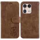 For Motorola Edge 50 Ultra Little Tiger Embossed Leather Phone Case(Brown) - 1