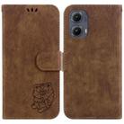 For Motorola Edge 2024 Little Tiger Embossed Leather Phone Case(Brown) - 1