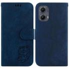 For Motorola Edge 2024 Little Tiger Embossed Leather Phone Case(Dark Blue) - 1