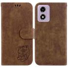 For Motorola Moto G04s / Moto E14 Little Tiger Embossed Leather Phone Case(Brown) - 1