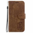 For Motorola Moto G04s / Moto E14 Little Tiger Embossed Leather Phone Case(Brown) - 2