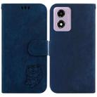 For Motorola Moto G04s / Moto E14 Little Tiger Embossed Leather Phone Case(Dark Blue) - 1