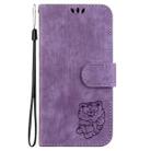 For Motorola Moto G85 Little Tiger Embossed Leather Phone Case(Purple) - 2