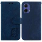 For Motorola Moto G85 Little Tiger Embossed Leather Phone Case(Dark Blue) - 1