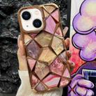 For iPhone 14 Plus Water Cube Marble Electroplating TPU Phone Case(Gold) - 1