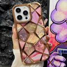 For iPhone 14 Pro Water Cube Marble Electroplating TPU Phone Case(Gold) - 1