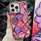 For iPhone 14 Pro Water Cube Marble Electroplating TPU Phone Case(Pink) - 1