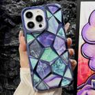 For iPhone 14 Pro Max Water Cube Marble Electroplating TPU Phone Case(Blue) - 1