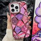 For iPhone 14 Pro Max Water Cube Marble Electroplating TPU Phone Case(Pink) - 1