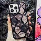 For iPhone 14 Pro Max Water Cube Marble Electroplating TPU Phone Case(Black) - 1