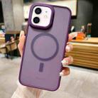 For iPhone 12 Imitation Metal Frosted Skin Feel Acrylic MagSafe Phone Case(Deep Purple) - 1