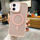 For iPhone 11 Imitation Metal Frosted Skin Feel Acrylic MagSafe Phone Case(Pink) - 1