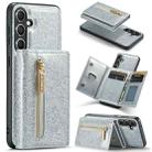 For Samsung Galaxy S23 FE 5G DG.MING M3 Series Glitter Powder Card Bag Leather Case(Silver) - 1