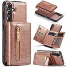 For Samsung Galaxy S23 FE 5G DG.MING M3 Series Glitter Powder Card Bag Leather Case(Rose Gold) - 1