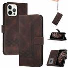 For iPhone 15 Pro Max Cubic Skin Feel Flip Leather Phone Case(Brown) - 1