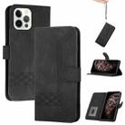 For iPhone 15 Pro Cubic Skin Feel Flip Leather Phone Case(Black) - 1