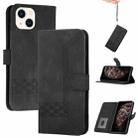 For iPhone 15 Plus Cubic Skin Feel Flip Leather Phone Case(Black) - 1