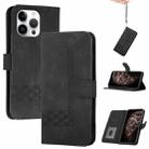 For iPhone 16 Pro Max Cubic Skin Feel Flip Leather Phone Case(Black) - 1