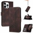 For iPhone 16 Pro Max Cubic Skin Feel Flip Leather Phone Case(Brown) - 1