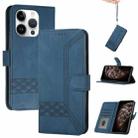 For iPhone 16 Pro Cubic Skin Feel Flip Leather Phone Case(Blue) - 1