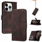 For iPhone 16 Pro Cubic Skin Feel Flip Leather Phone Case(Brown) - 1