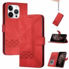 For iPhone 16 Pro Cubic Skin Feel Flip Leather Phone Case(Red) - 1