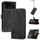 For iPhone 17 Pro Max Cubic Skin Feel Flip Leather Phone Case(Black) - 1