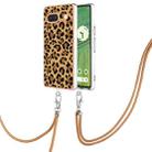 For Google Pixel 7a Electroplating Dual-side IMD Phone Case with Lanyard(Leopard Print) - 1