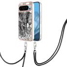 For Google Pixel 9 Electroplating Dual-side IMD Phone Case with Lanyard(Totem Elephant) - 1