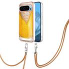 For Google Pixel 9 Pro Electroplating Dual-side IMD Phone Case with Lanyard(Draft Beer) - 1