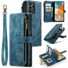 For Samsung Galaxy A23 CaseMe C30 Card Slots Zipper Wallet Leather Phone Case(Blue) - 1