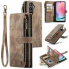 For Samsung Galaxy A24 4G CaseMe C30 Card Slots Zipper Wallet Leather Phone Case(Brown) - 1