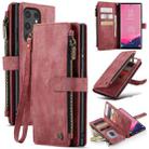 For Samsung Galaxy S24 Ultra 5G CaseMe C30 Card Slots Zipper Wallet Leather Phone Case(Red) - 1