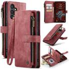For Samsung Galaxy S24+ 5G CaseMe C30 Card Slots Zipper Wallet Leather Phone Case(Red) - 1